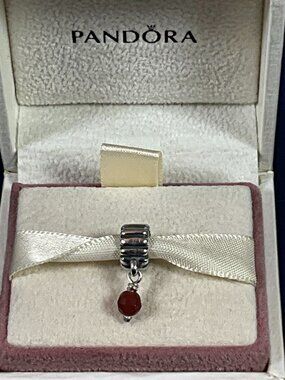 PANDORA Retired Sterling Silver Garnet January Birthstone Dangle - 790166GR